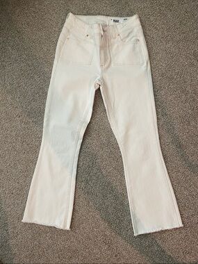 PAIGE Cream High-Rise Kick Crop Leg Jeans. Nice soft denim.